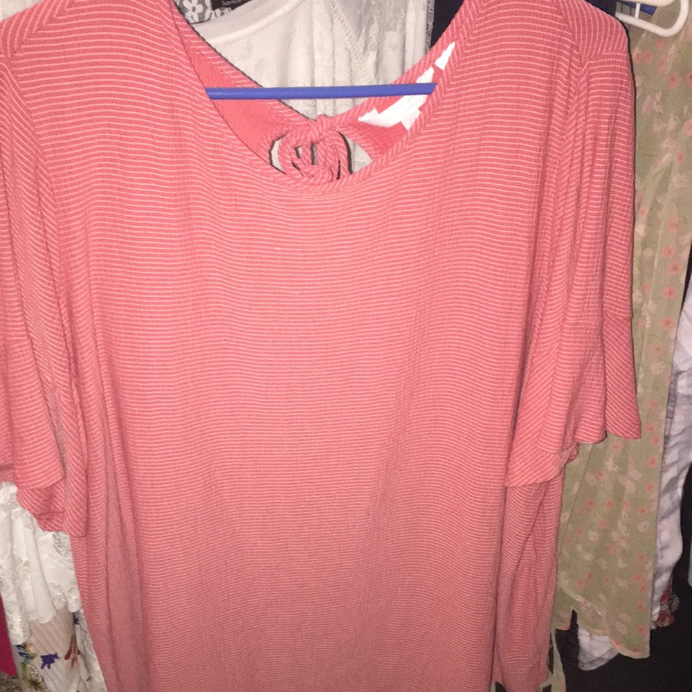 Pink and white blouse